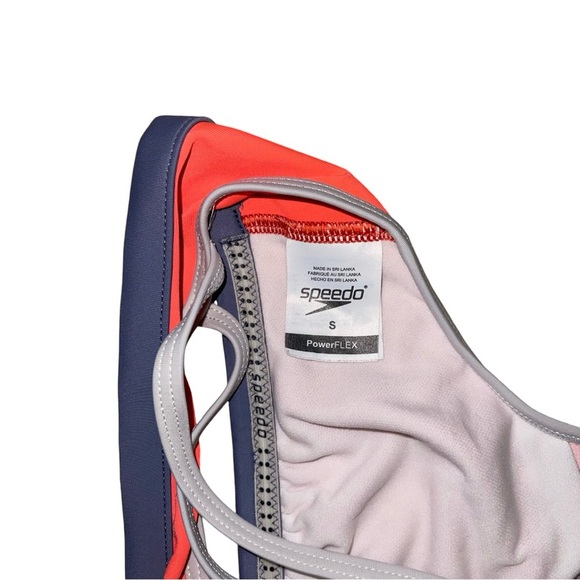 Speedo Bikini Top Women's Size Small Coral Navy Grey Strappy Cross Back Swim - Picture 6 of 8
